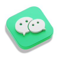 wechat la communication app 3d concept logo icône isométrique avec rond coin carré base dans transparent Contexte isolé png