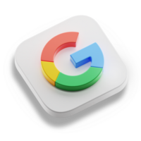 Google app 3d concept logo icône isométrique avec rond coin carré base dans transparent Contexte isolé png