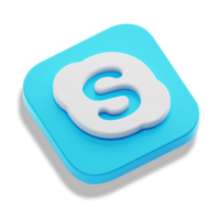 skype app 3d concept logo icon isometric with round corner square base in transparent background isolated png