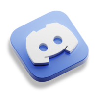 discord group app 3d concept logo icon isometric with round corner square base in transparent background isolated png