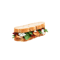 kip en zon gedroogd tomaat belegd broodje gegrild kip zon gedroogd tomaten geit kaas rucola ciabatta brood culinaire png