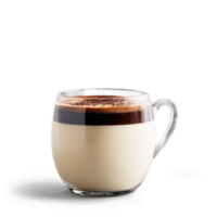 mocha dentro uma Claro vidro caneca exibindo camadas do rico espresso cozido no vapor leite e decadente png