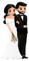 Casamento convite cartão a noiva e noivo fofa casal desenho animado personagem png