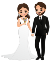 Wedding invitation card the bride and groom cute couple cartoon character png