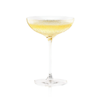 rogaska deskundige Champagne coupe handgemaakt kristal schotel gebogen silhouet glinsterende gouden Champagne abstract licht reflecties png