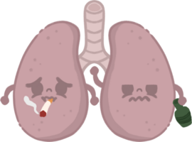 pouco saudável pulmão personagem ilustração png