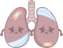 doente pulmão personagem ilustração png