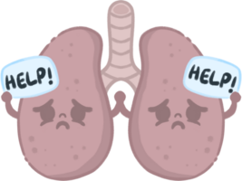 enfermo pulmón personaje ilustración png
