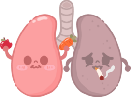 sano y insalubre pulmón personaje ilustración png