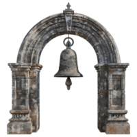 An Arch with a Bell hanging from it AI-Generative png