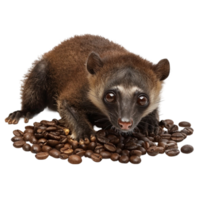 An Asian palm civet also known as a luwak eating coffee beans AI-Generative png