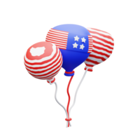 3d illustratie Amerikaans vlag ballonnen png