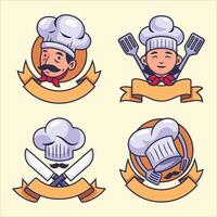 set of chef hats and chef's hat icons vector