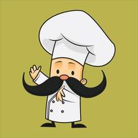 cartoon chef with mustache and mustache vector