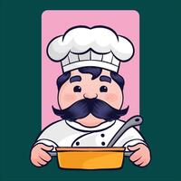 chef with mustache and mustache in a bowl vector