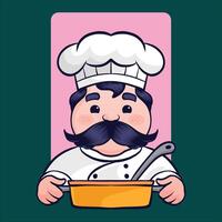 chef with mustache and mustache in a bowl vector