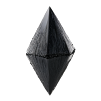 Obsidian ein tief schwarz Obsidian mit ein Scharf Kante und ein reflektierend Oberfläche schwebend gegen png