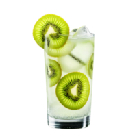 kiwi glacière dans une clair highball verre kiwi tranches et la glace cubes png