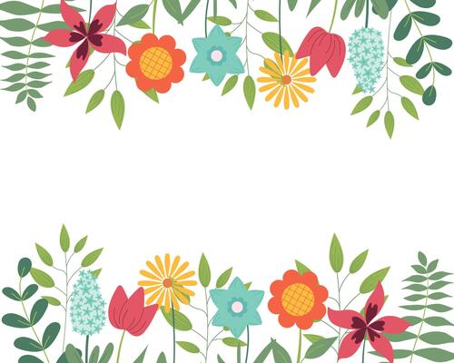 Hand sketched background, illustration. Borders with leaves and flowers for greeting card, invitation template. Retro, vintage lettering banner, poster, background.