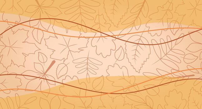 Simple minimalistic autumn background orange yellow. Outline leaves on background, use for Presentation, Flyer and Leaflet, Cards, Landing, Website Design. illustration. vector