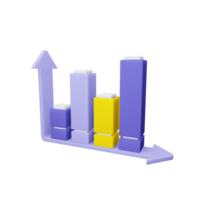 Bar graph with arrows on isolated. 3D Infographics png
