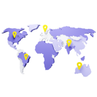 mapa com pontos em isolado. 3d infográficos png