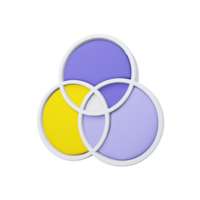 Venn Diagram on isolated. 3D Infographics png