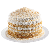 Dacquoise with layers of meringue and buttercream in cross section Food and culinary concept png