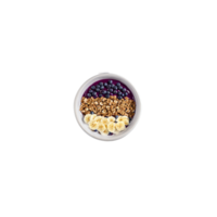 Acai bowl with smooth acai puree granola fruit suspended and swirling Food and culinary concept png