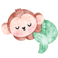 Monkey Mermaid Watercolor png