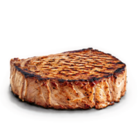 grillé porc côtelettes avec brûler Des marques flottant et fumant nourriture et culinaire concept png