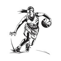 hembra baloncesto jugador diseño arte, iconos, y gráficos vector