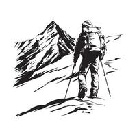 Hiking black and white Design illustration isolated on white vector