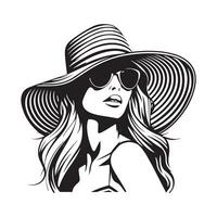 elegante mujer vistiendo sombrero diseño ilustración valores imagen vector