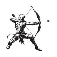 Knight Throws Arrow Bow Logo Image design Stock on white background vector