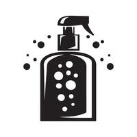 champú botella silueta negro y blanco icono diseño imagen vector