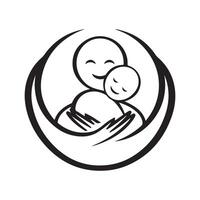 Mother and baby logo design on white background vector