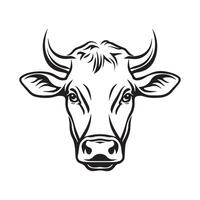 vaca cabeza logo valores imagen. negro y blanco vaca aislado en blanco vector