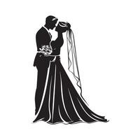 Bride Groom Silhouette design Images isolated on white vector