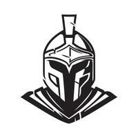 Black and white illustration of a Gladiator Spartan Warrior vector