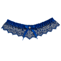 Royal blue garter with intricate lace and a subtle hint of glitter rising gracefully luxurious png