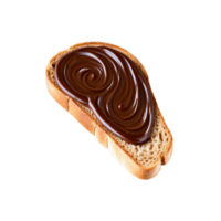 Chocolate hazelnut spread on a slice of toast smooth and glossy texture swirled pattern Culinary png