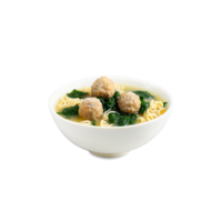 italien mariage soupe une clair poulet bouillon avec mini Boulettes de viande épinard et petit Pâtes formes png