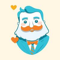 Mr Mustache Character In Cartoon Style vector