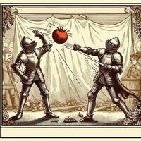 Two Knight Fighting and Wearing Medieval Knight Armor Engraved vector