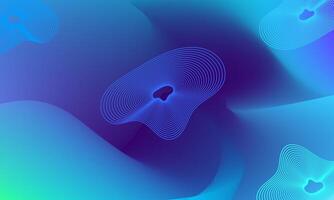 Deep blue and green of dynamic wave and gradient mesh desogn concept vector