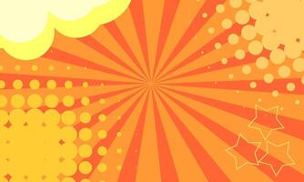 Cartoon comic background with sunburst, halftone, starline and cloud ornament vector