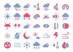 Weather flat icons set. The collection includes in business, UI UX, social media and website. vector
