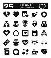 corazones glifo íconos conjunto . ilustración vector