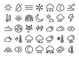 Weather outline icons set. The collection includes in business, UI UX, social media and website. vector